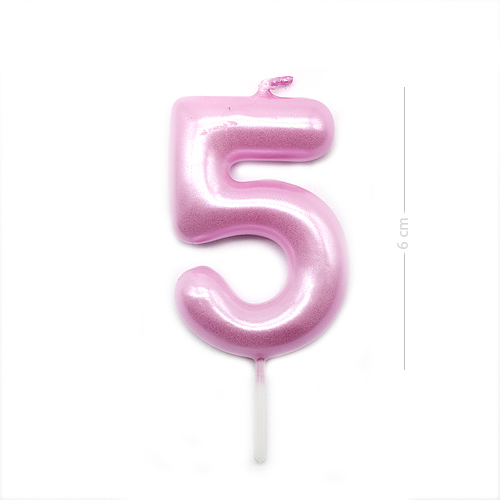 Numero 5 vela de cumpleaños 6 cm Rosa claro