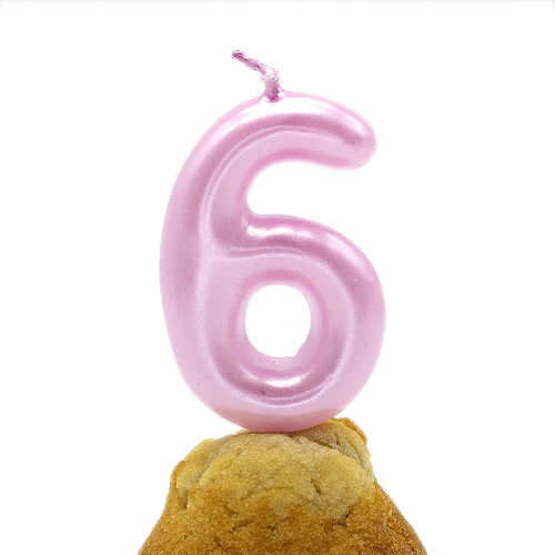 Numero 6 vela de cumpleaños 6 cm Rosa claro