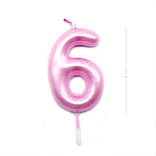 Numero 6 vela de cumpleaños 6 cm Rosa claro