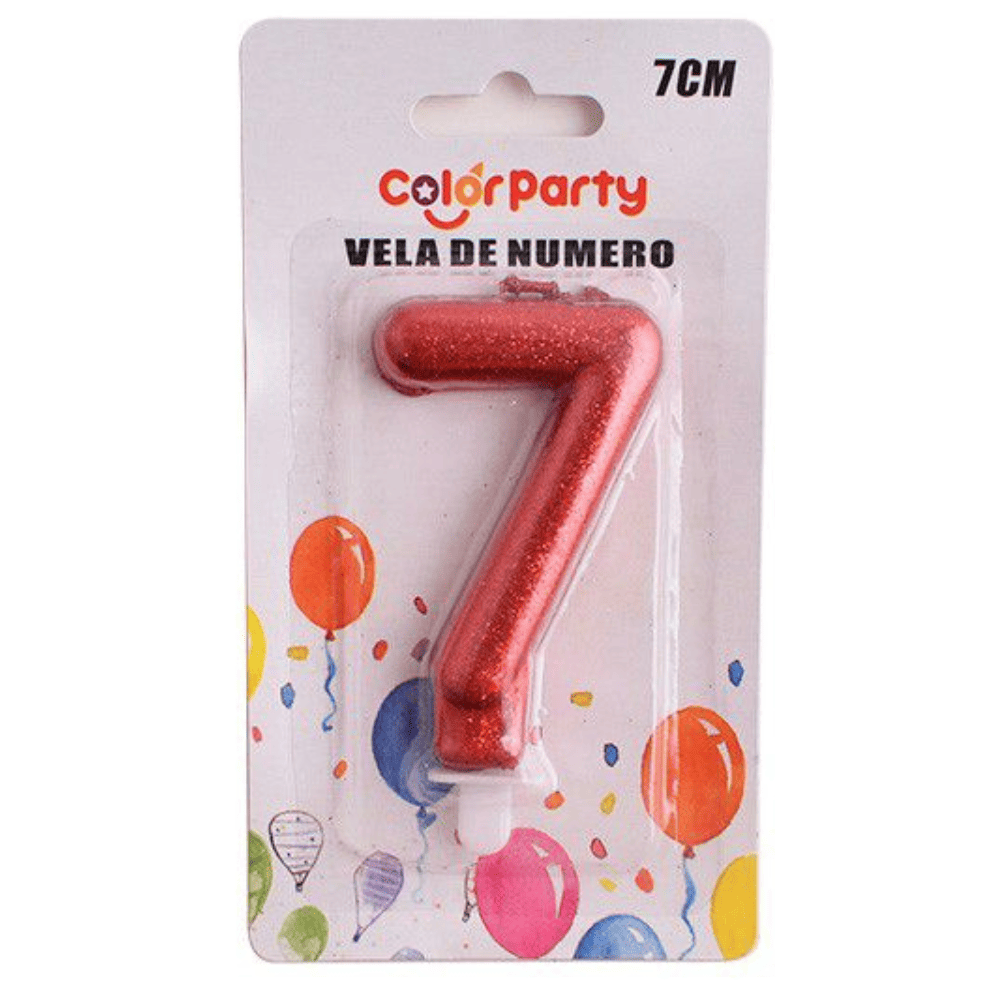 Numero 7 vela cumpleaños 7 cm Rojo