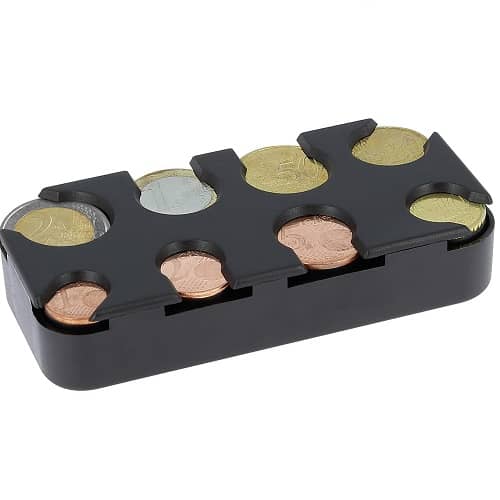 Portamonedas Compacto con clasificador de 8 monedas  Negro