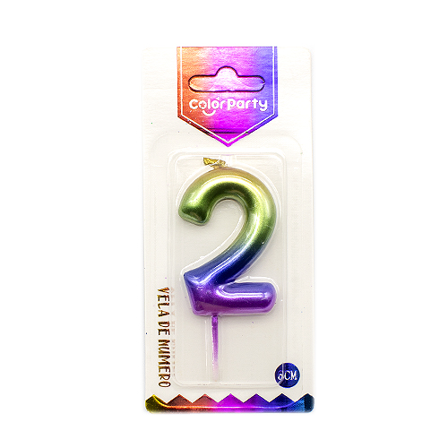 Numero 2 vela cumpleaños 6 cm Multicolor