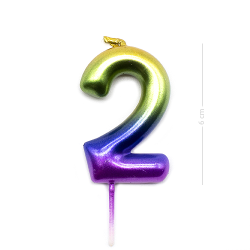 Numero 2 vela cumpleaños 6 cm Multicolor