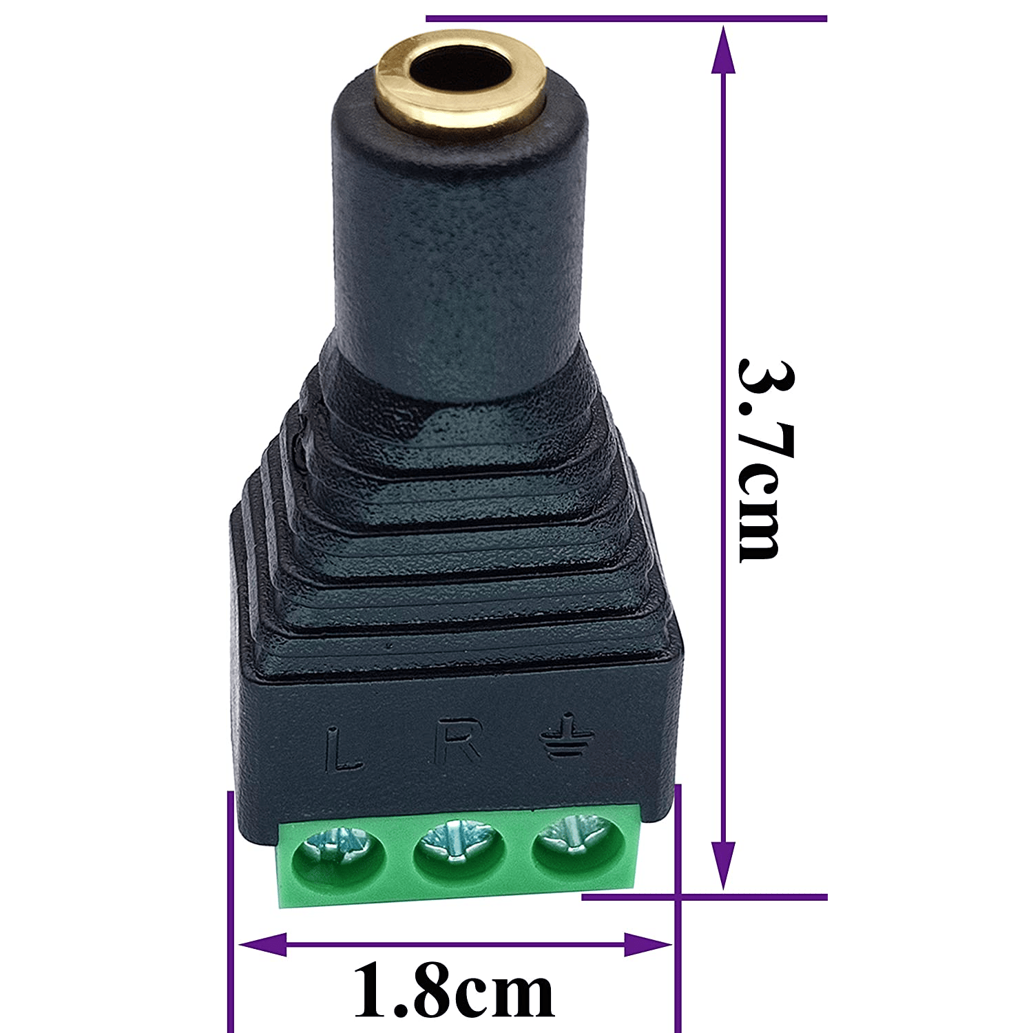 Conector Jack 3.5 mm hembra TRS terminal de tornillo 3 pin  Negro