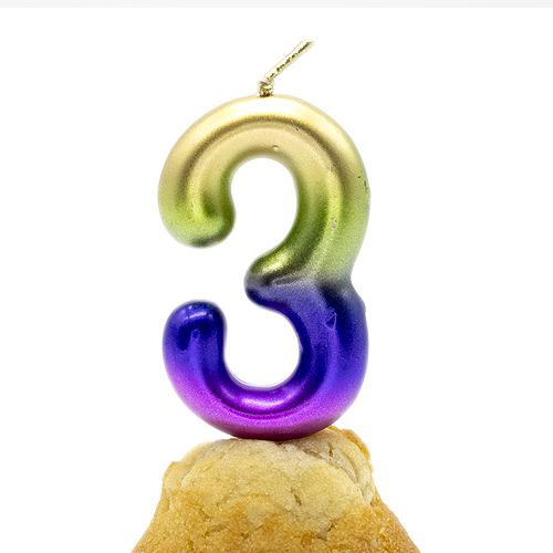 Numero 3 vela cumpleaños 6 cm Multicolor