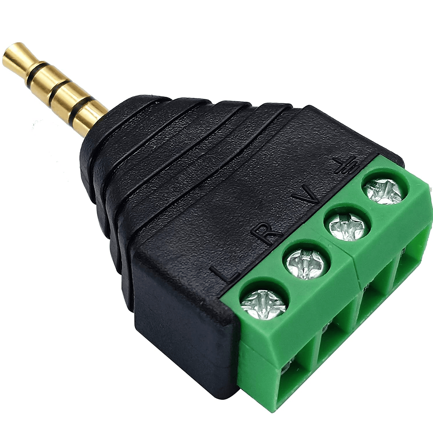 Conector Jack 3.5 mm macho TRRS terminal de tornillo 4 pin  Negro