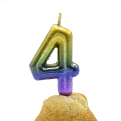 Numero 4 vela cumpleaños 6 cm Multicolor
