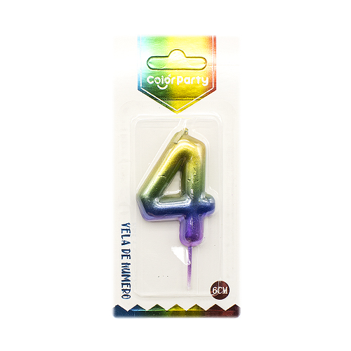 Numero 4 vela cumpleaños 6 cm Multicolor