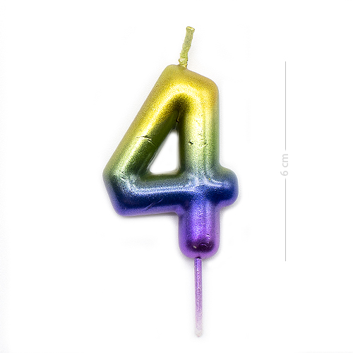 Numero 4 vela cumpleaños 6 cm Multicolor