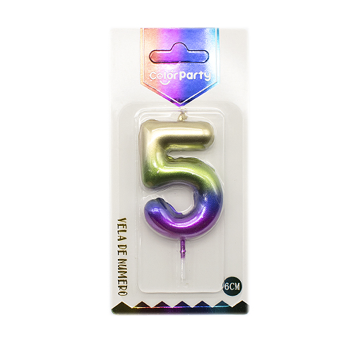 Numero 5 vela cumpleaños 6 cm Multicolor