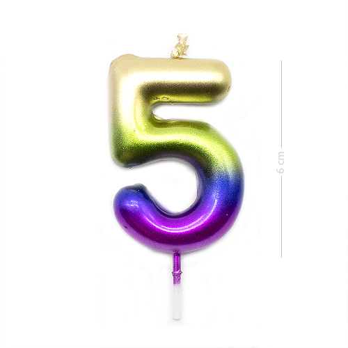 Numero 5 vela cumpleaños 6 cm Multicolor