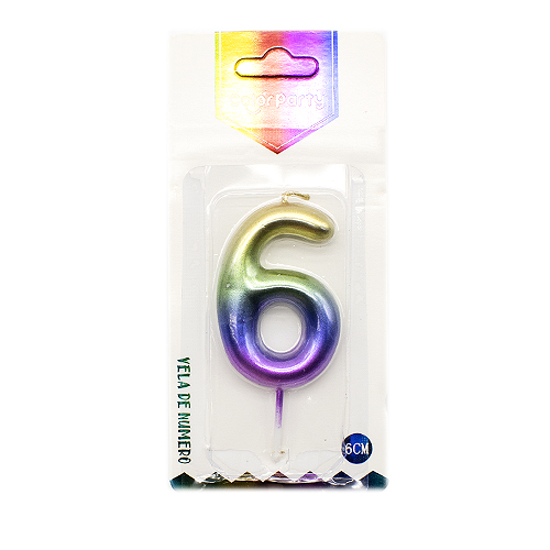 Numero 6 vela cumpleaños 6 cm Multicolor