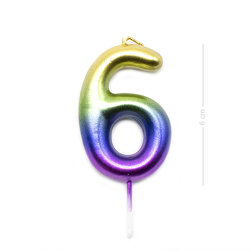 Numero 6 vela cumpleaños 6 cm Multicolor