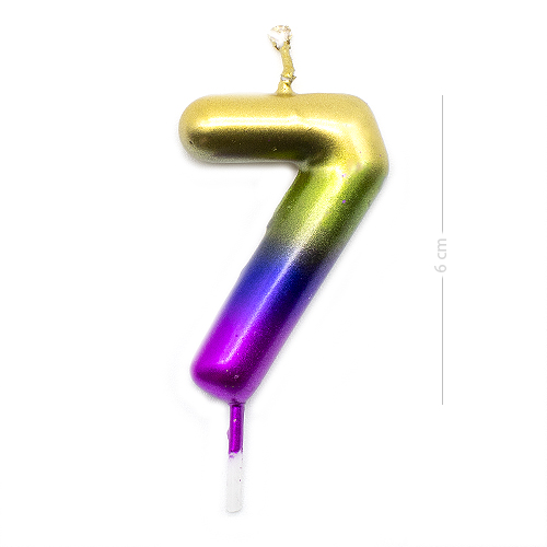 Numero 7 vela cumpleaños 6 cm Multicolor