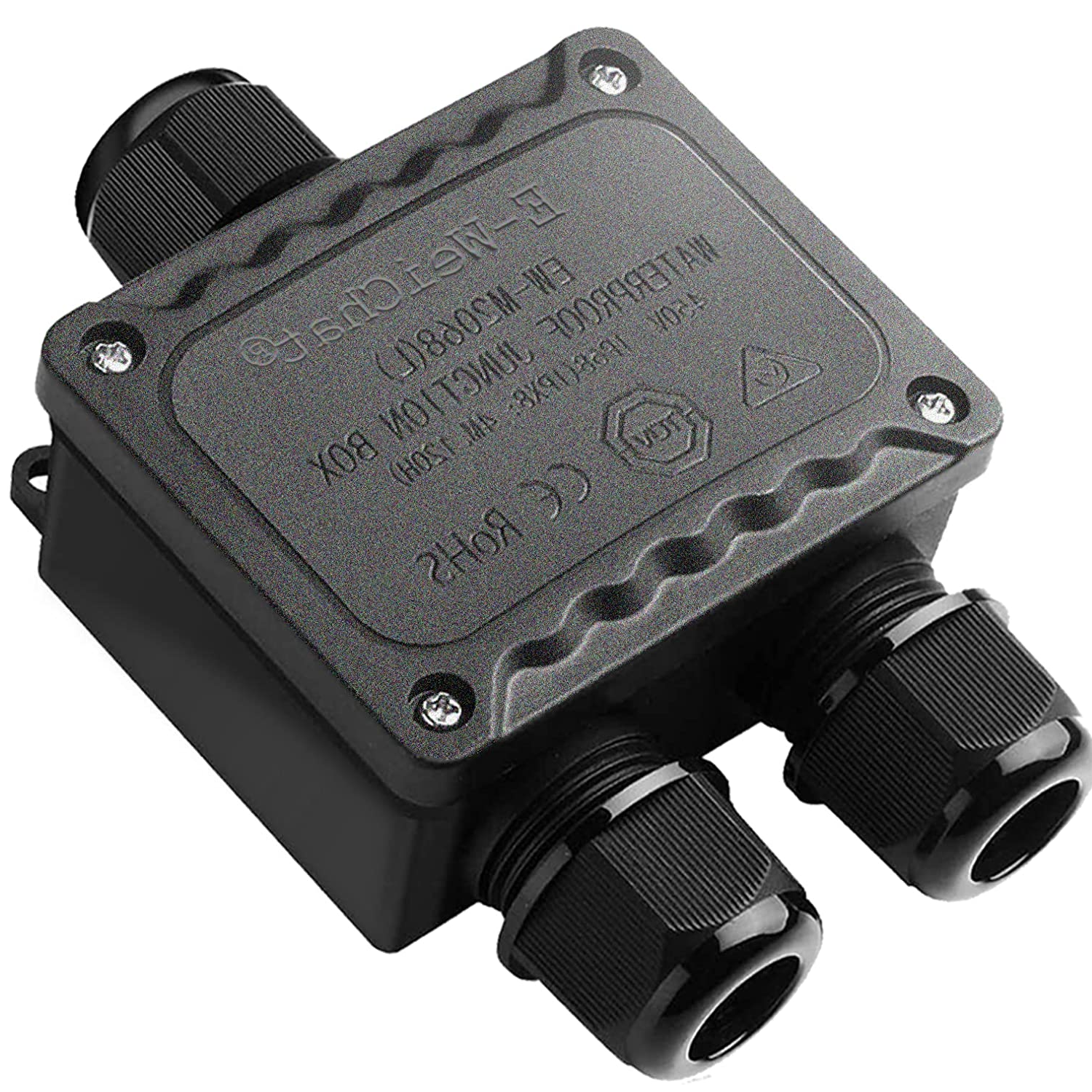 Caja estanca empalmes IP68 impermeable 3 conectores  Negro