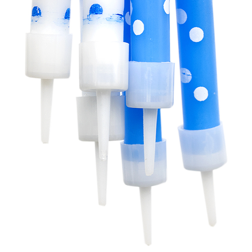Vela de cumpleaños puntitos (6 uds) 8 cm blanco-azul