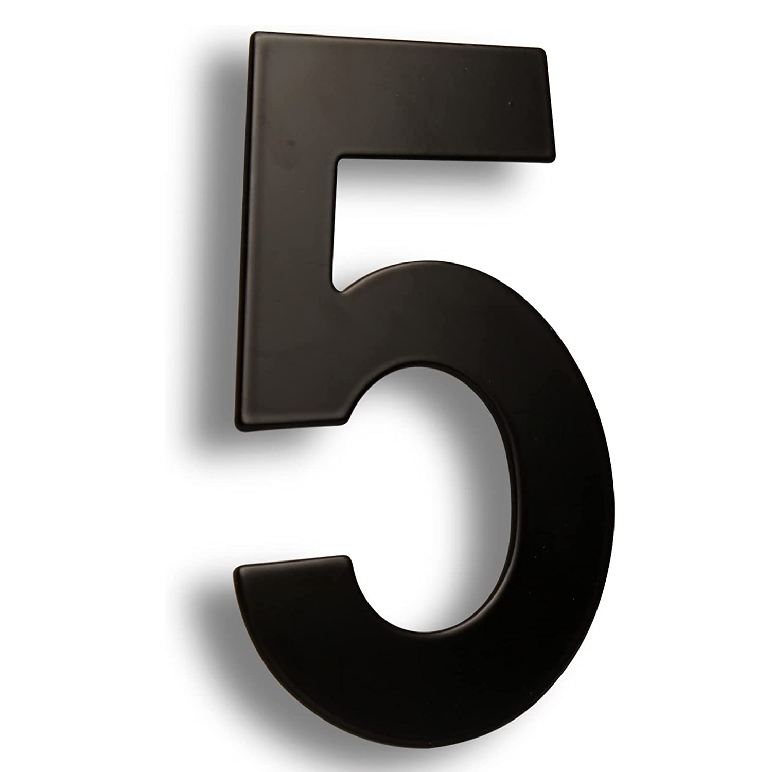 Numero 5 en acero inoxidable 152 mm Negro