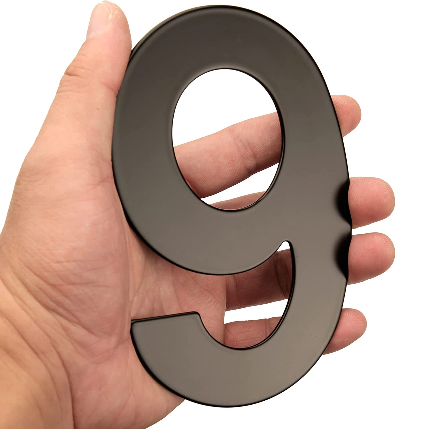 Numero 9 en acero inoxidable 152 mm Negro