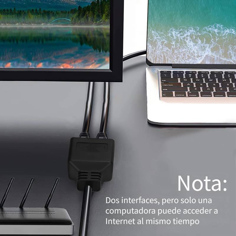 Adaptador divisor de red con cable  Negro
