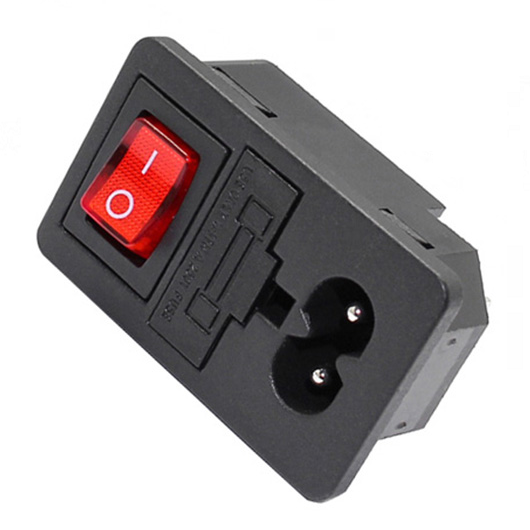 Conector alimentacion C8 IEC 320 AC con fusible hembra  Negro 10 A