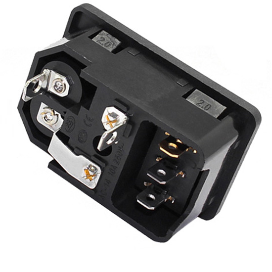 Conector alimentacion C8 IEC 320 AC con fusible hembra  Negro 10 A