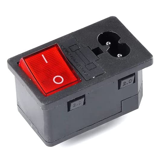 Conector alimentacion C8 IEC 320 AC con fusible hembra  Negro 10 A