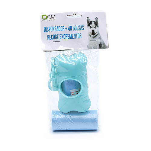 Dispensador de bolsas recoge cacas perro 15 bolsas  Azul