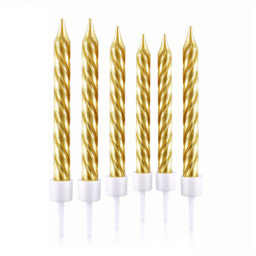 Vela de cumpleaños (6 uds) 10 cm Dorado