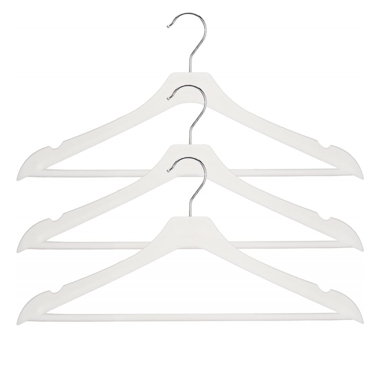 Pack 3 perchas de madera organizador con barra pantalon  Blanco