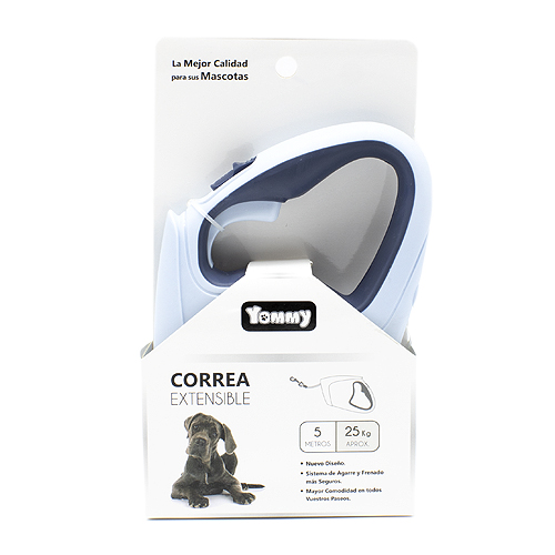 Correa extensible perros de tamaño mediano y pequeño 5 M Azul claro