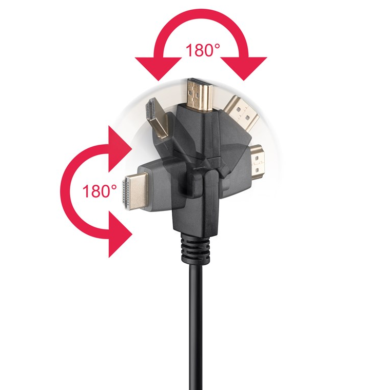 Cable HDMI Ethernet contactos dorados 360 grados 1.5 M Negro
