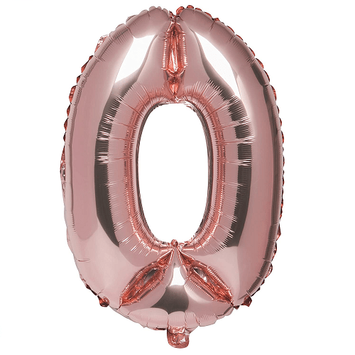Globo de cumpleaños numero 0 45 cm Rosa plateado