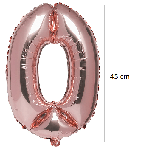 Globo de cumpleaños numero 0 45 cm Rosa plateado