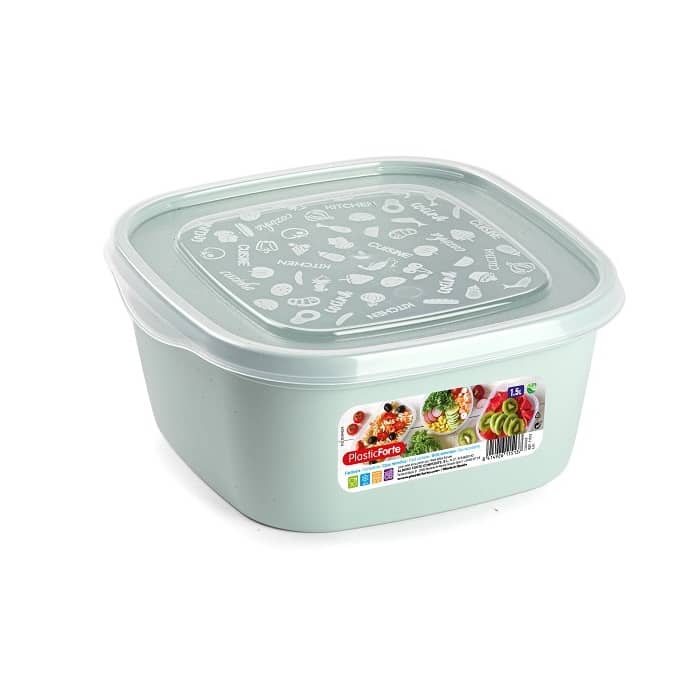 Fiambrera cuadrada almacenamiento de alimento 1.5 Litros Verde claro