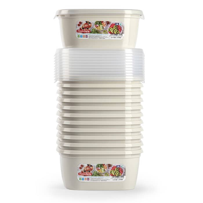 Fiambrera cuadrada almacenamiento de alimento 1.5 Litros Beige