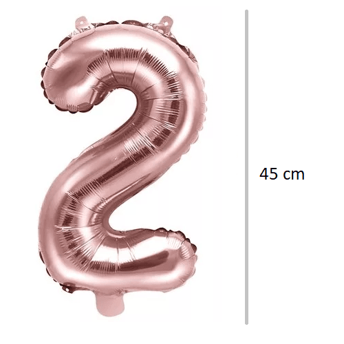 Globo de cumpleaños numero 2 45 cm Rosa plateado