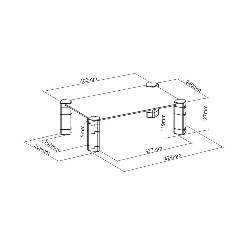 Soporte Elevador Cristal para Monitor y Portatil  Negro