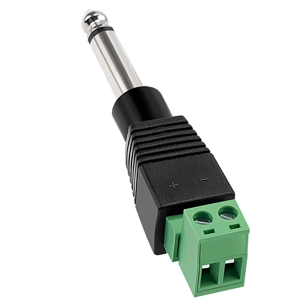 Conector Jack 6.35 mm macho TS Mono terminal de tornillo  Negro
