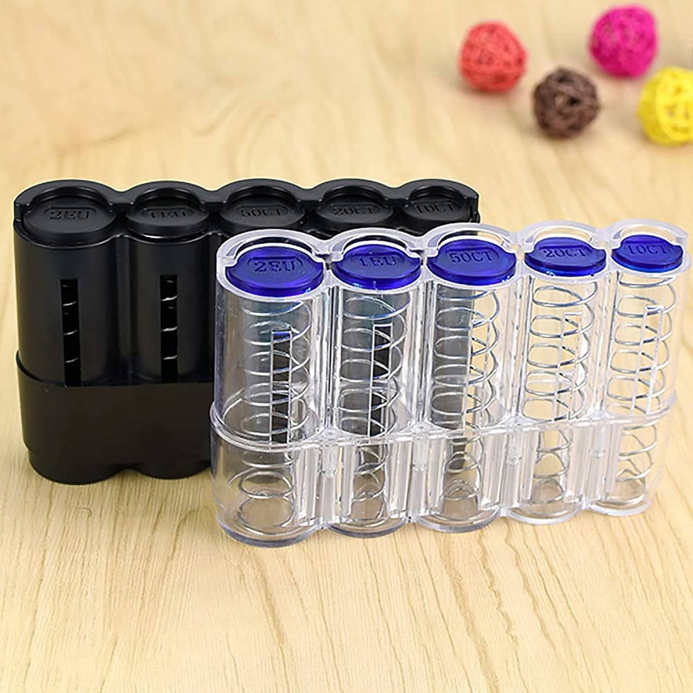 Portamonedas Compacto con clasificador de 5 monedas  Transparente