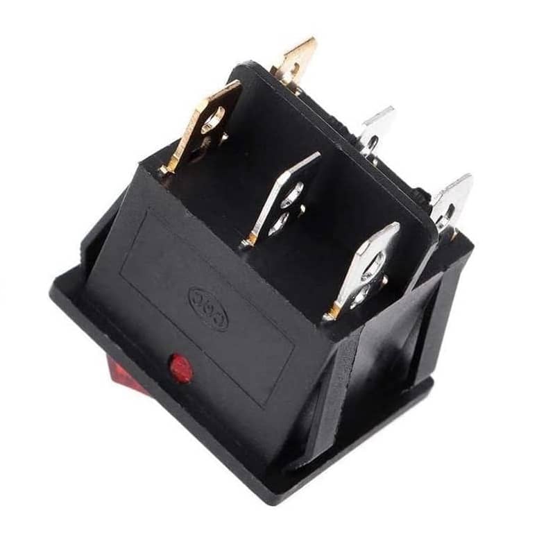Interruptor doble basculante ON-OFF SPST 6 vias  verde-rojo 16 A