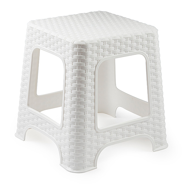 Taburete de Rattan bajo  Blanco
