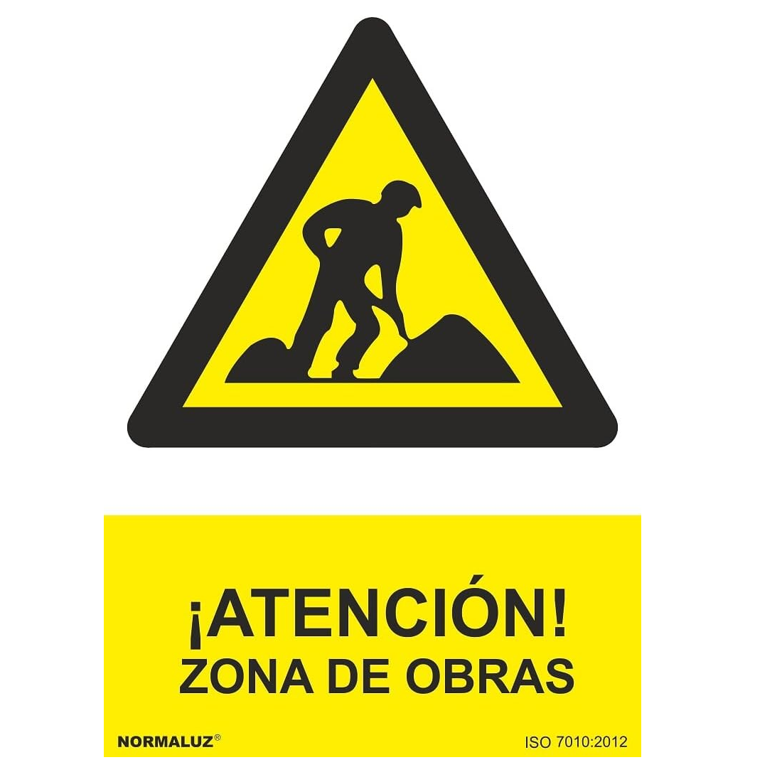 Señal Atención zona de obras 21x30 cm  Amarillo