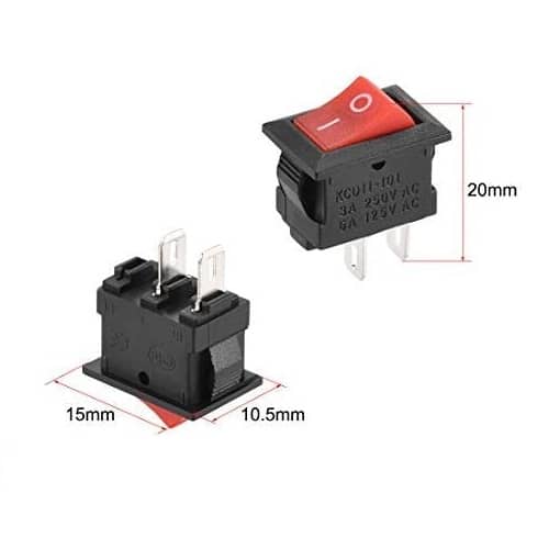 Interruptor universal 2 pin on-off  Rojo 3 A