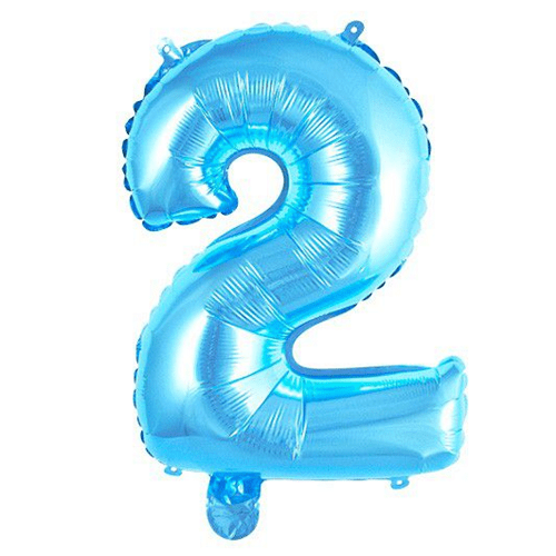 Globo de cumpleaños numero 2 45 cm Azul