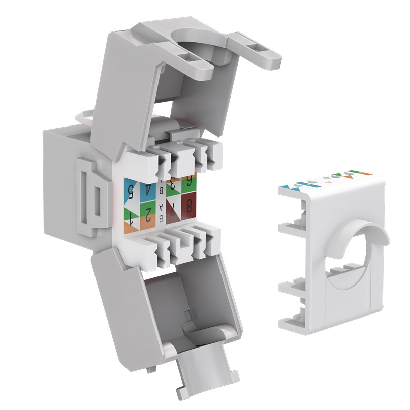 Keystone RJ45 hembra a TIA 568A/B Cat 6A UTP  Gris