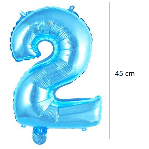 Globo de cumpleaños numero 2 45 cm Azul