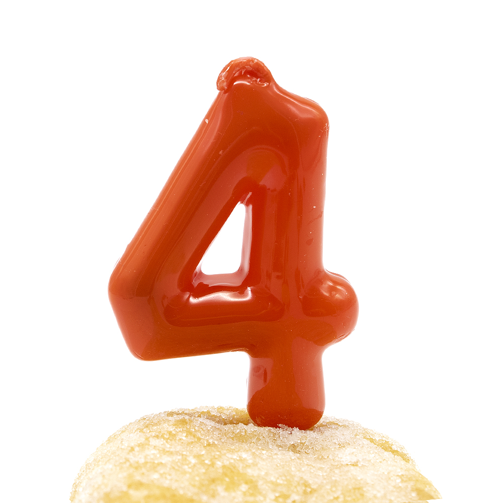 Numero 4 vela cumpleaños 6 cm Rojo