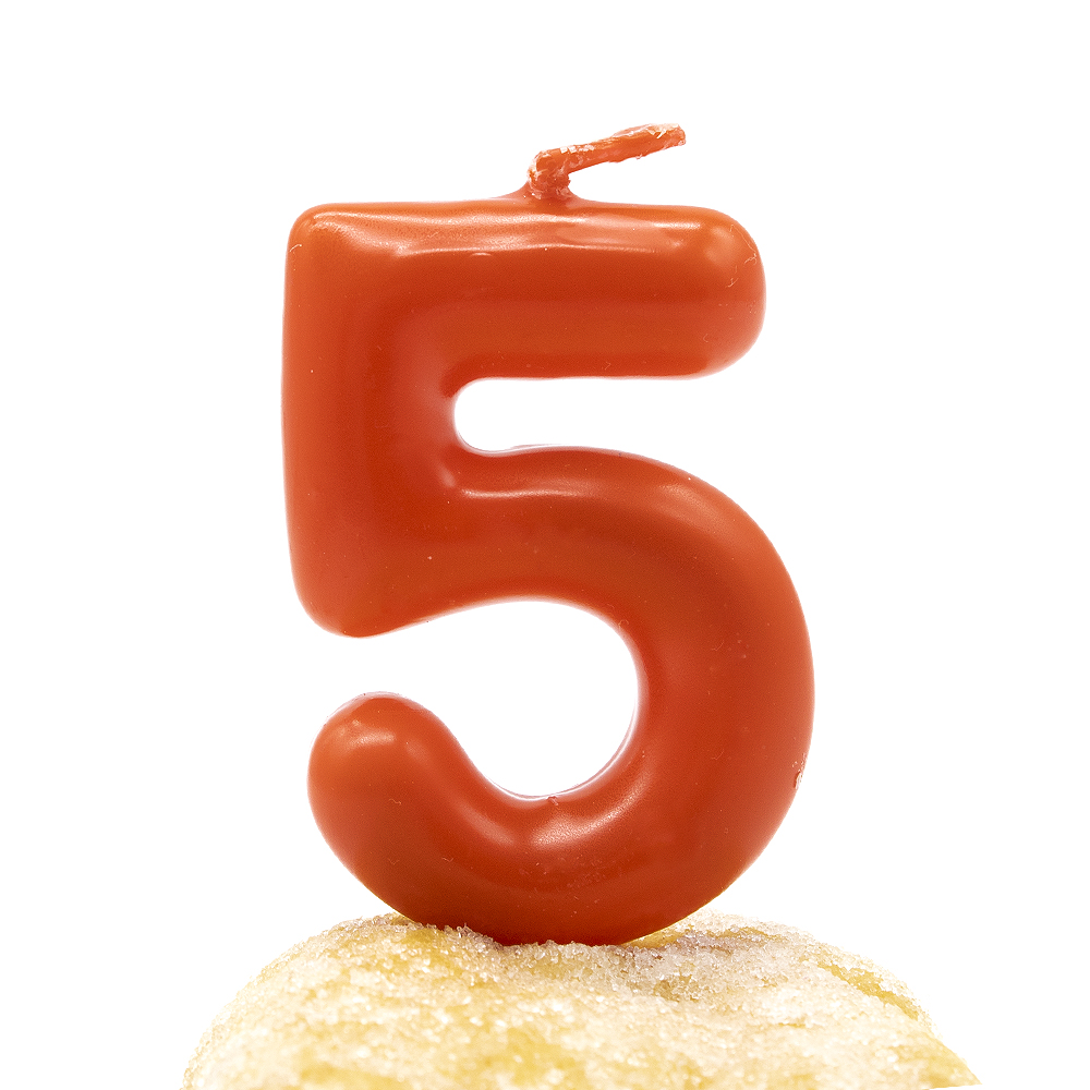 Numero 5 vela cumpleaños 6 cm Rojo
