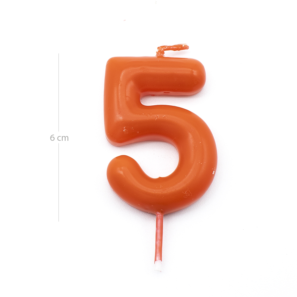 Numero 5 vela cumpleaños 6 cm Rojo