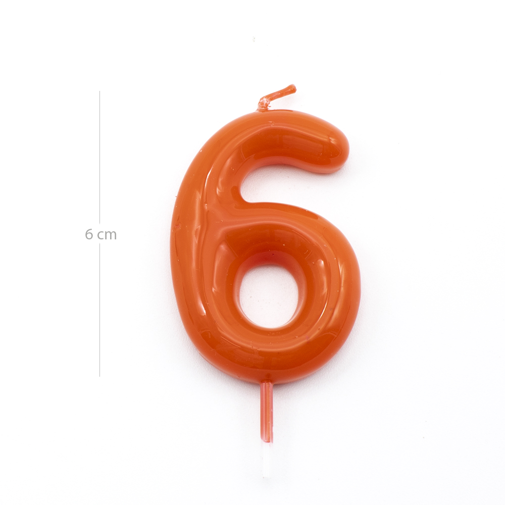 Numero 6 vela cumpleaños 6 cm Rojo